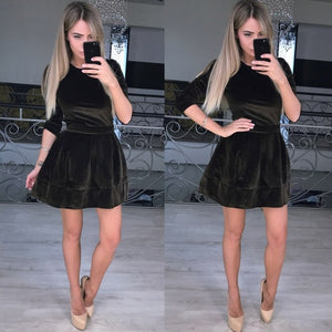 Women Velvet Dress 2019 Autumn Winter Dress Long Sleeve Casual Solid Party Dresses Sexy Mini Dress Mujer Femininos robe femme