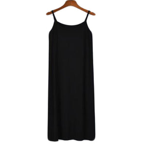 Women Modal Long Slip Dress Black White Sexy Underdress Solid Petticoat Bodycon Camisole Women Intimates Spaghetti Vest Dress