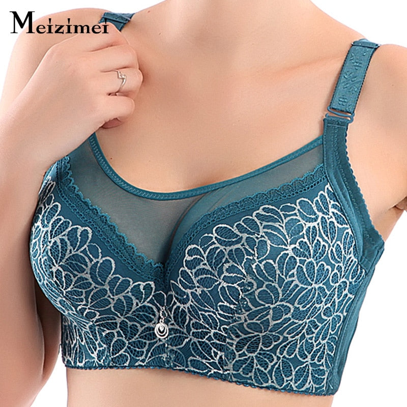 Meizimei bras for women plus large big size ladies bh super thin push up bralette gather lace crop tops sexy brassiere younggirl