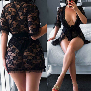 Women Summer Sexy-Lingerie-Sleepwear-Lace-Women-G-string-Dress without panties Nightwear-Babydoll Sleepwear Soft Lace Clothes