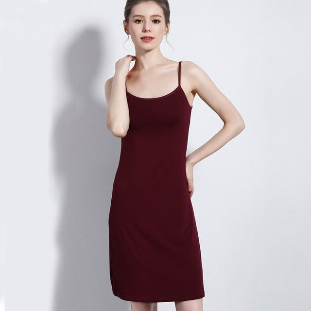 Summer women slip dress long thin strap sleeveless 2019 new inner dress high quality bottom skirt undercoat plus size underskirt