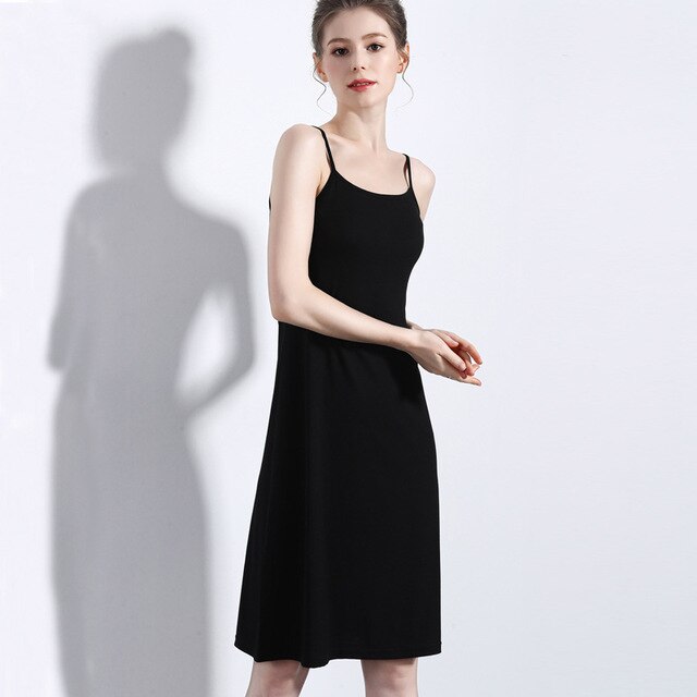 Summer women slip dress long thin strap sleeveless 2019 new inner dress high quality bottom skirt undercoat plus size underskirt