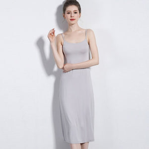 Summer women slip dress long thin strap sleeveless 2019 new inner dress high quality bottom skirt undercoat plus size underskirt