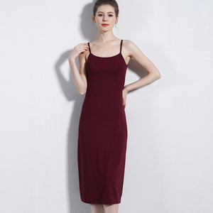 Summer women slip dress long thin strap sleeveless 2019 new inner dress high quality bottom skirt undercoat plus size underskirt