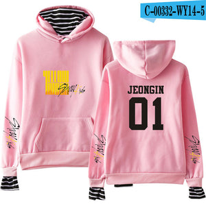 Stray Kids Yellow Wood Fake Two Pieces Hoodies Sweatshirt Korean Style Fashion Kpop 2019 New Trend Street Casual Wear Sweatshirt