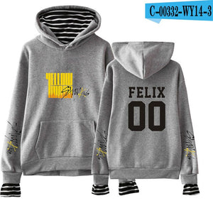 Stray Kids Yellow Wood Fake Two Pieces Hoodies Sweatshirt Korean Style Fashion Kpop 2019 New Trend Street Casual Wear Sweatshirt