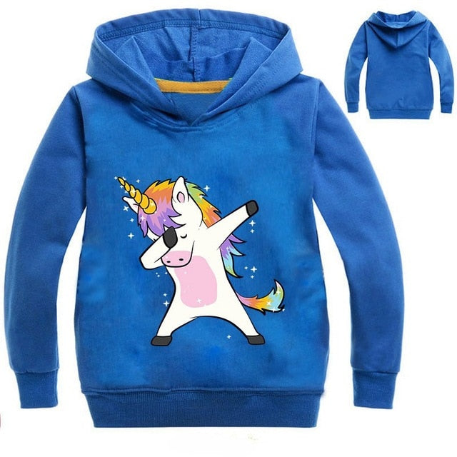 New 2019 Children Kids Spring Autumn Sweatshirt Boys Girls Cute Unicorn Print Long Sleeve Hooded Hoodies Sweatshirt Tops