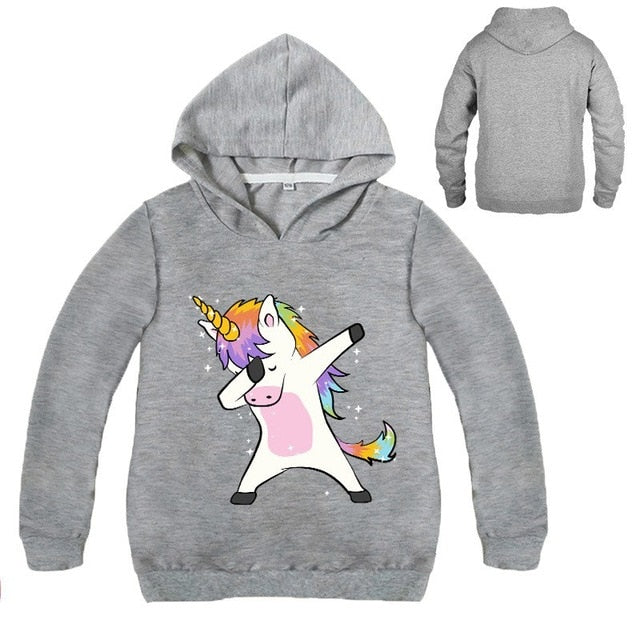 New 2019 Children Kids Spring Autumn Sweatshirt Boys Girls Cute Unicorn Print Long Sleeve Hooded Hoodies Sweatshirt Tops