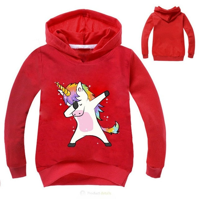 New 2019 Children Kids Spring Autumn Sweatshirt Boys Girls Cute Unicorn Print Long Sleeve Hooded Hoodies Sweatshirt Tops