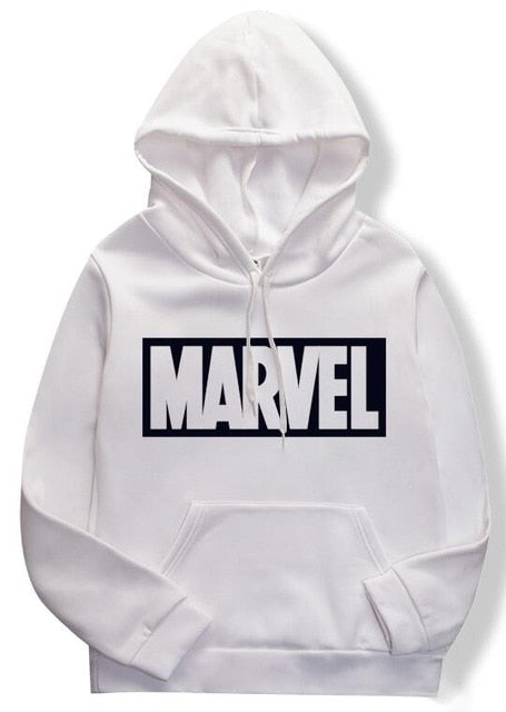 Spring/summer 2019 women's casual fashion couple hoodie, long-sleeved white hoodie with marvel monogram hoodie