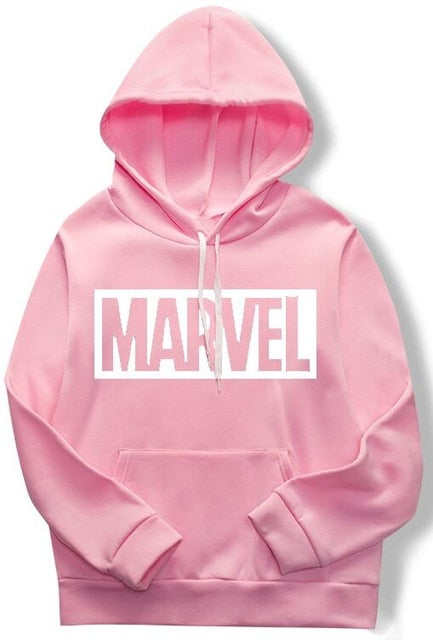 Spring/summer 2019 women's casual fashion couple hoodie, long-sleeved white hoodie with marvel monogram hoodie