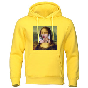 Gioconda Mona Lisa Hoodies Lollipop Lips Hoody Spring Autumn Mens Clothes Warm Sweatshirt Hip Hop Streetwear Funny Men Pullover