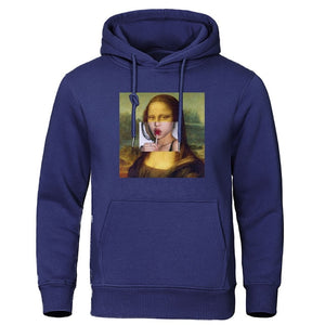 Gioconda Mona Lisa Hoodies Lollipop Lips Hoody Spring Autumn Mens Clothes Warm Sweatshirt Hip Hop Streetwear Funny Men Pullover