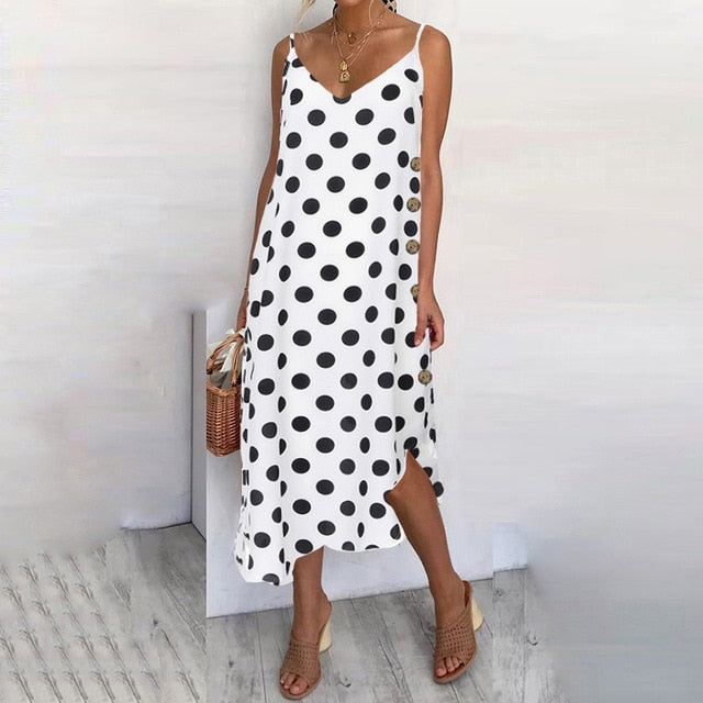 Women's Sundress Sexy Spaghetti Straps Summer Beach Dress 2019 Celmia Casual Loose Button Down Asymmetrical Plus Size Vestidos