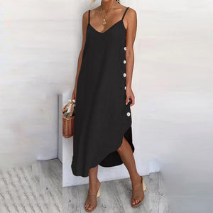 Women's Sundress Sexy Spaghetti Straps Summer Beach Dress 2019 Celmia Casual Loose Button Down Asymmetrical Plus Size Vestidos