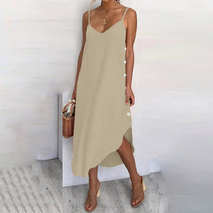 Women's Sundress Sexy Spaghetti Straps Summer Beach Dress 2019 Celmia Casual Loose Button Down Asymmetrical Plus Size Vestidos