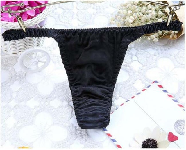 Moxeay Silk Thong Panties Sexy Thongs Briefs Women G-String Panties Bikinis Underwear Women Low-Rise Seamless Silk Satin Panties