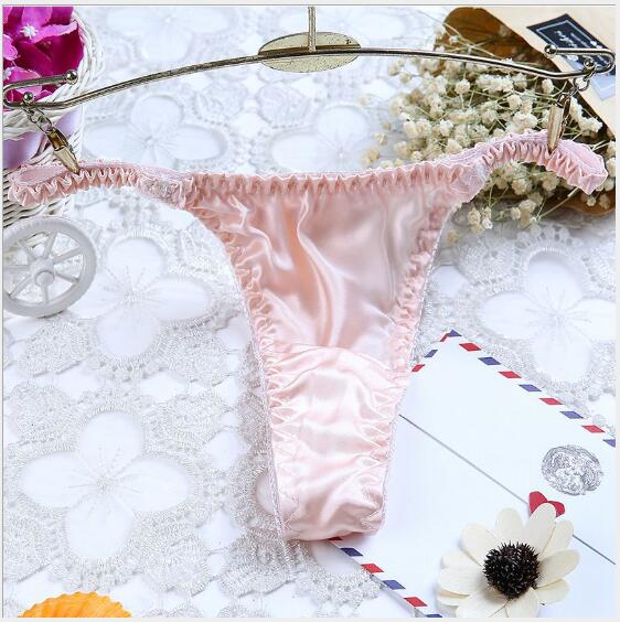 Moxeay Silk Thong Panties Sexy Thongs Briefs Women G-String Panties Bikinis Underwear Women Low-Rise Seamless Silk Satin Panties