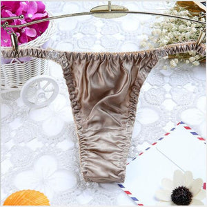 Moxeay Silk Thong Panties Sexy Thongs Briefs Women G-String Panties Bikinis Underwear Women Low-Rise Seamless Silk Satin Panties