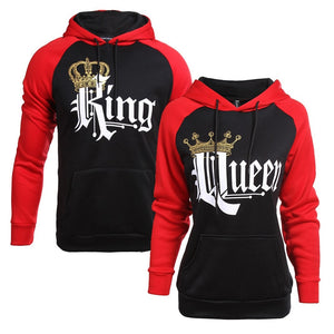 King Queen Crown Print Unisex Men Women Autumn Hoodies Slim Sweatshirt Couples Lover Matching Look Sweatshirt Hooded Pullovers