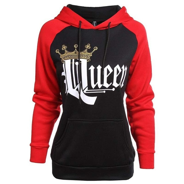 King Queen Crown Print Unisex Men Women Autumn Hoodies Slim Sweatshirt Couples Lover Matching Look Sweatshirt Hooded Pullovers