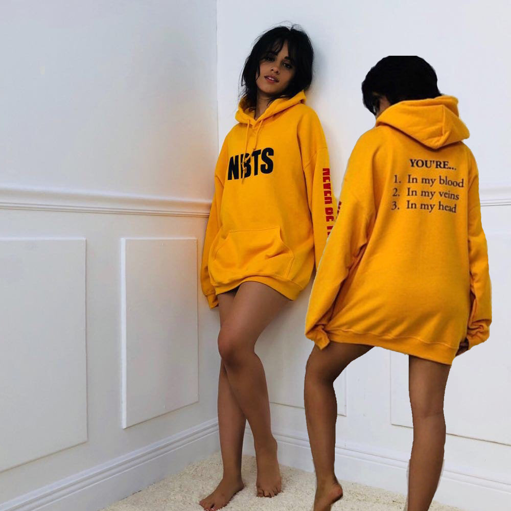 Yellow Sweatshirt Fleece Warm Hoody Never Be The Same Tour Merch Hoodie Men Women Camila Cabello Hoodies Sweatshirts Hip Hop