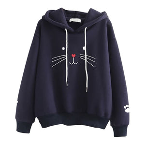 Fashion Women Top Cat Printing Shirt Long Sleeve  Casual Loose Blouse Top mignon visage de chat