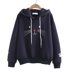 Fashion Women Top Cat Printing Shirt Long Sleeve  Casual Loose Blouse Top mignon visage de chat