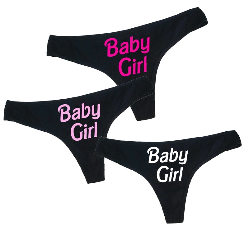 Women Funny Lingerie G-string Briefs Underwear Panties T string Thongs Knickers Baby Girl Letter Printed Underwear Ladies Briefs