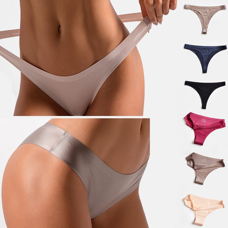 Modal Sexy G String Thongs For Women Low Waist Panties Ladies' Seamless Underwear Ice Silk Women's Briefs Lingerie Underpants