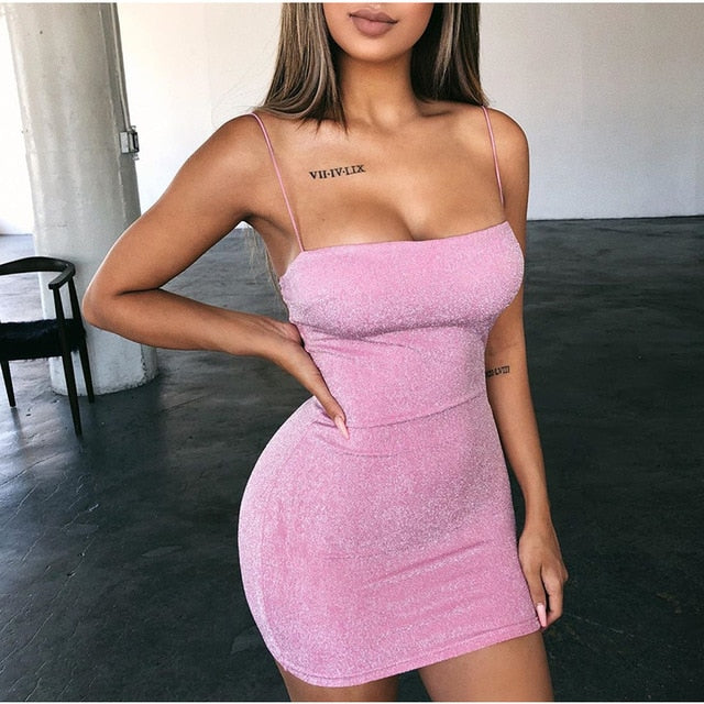 NewAsia Double Layers Shining Bodycon Dress Woman Christmas Party Night Club Sexy Sparkle Dress Spaghetti Straps Glitter Dress