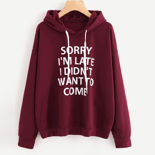 Funny Letter Print Lady Hoodies Fall-Winter Sweatshirt Women Loose Korean Style Sweatshirts Streetwear Hoodie Pullovers S-3XL