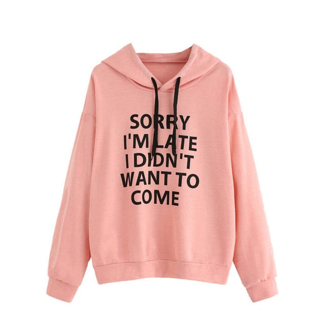 Funny Letter Print Lady Hoodies Fall-Winter Sweatshirt Women Loose Korean Style Sweatshirts Streetwear Hoodie Pullovers S-3XL