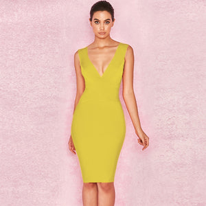 Ocstrade 2019 New Summer Ginger Stamp V Neck Sleeveless Mini Simple Fashion Bandage Dress FPPHK036