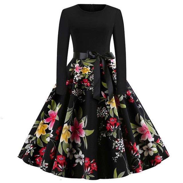 RICORIT Women Christmas Dress Swing Elegant Women Print Dress Party Dr –  1bestoffashion