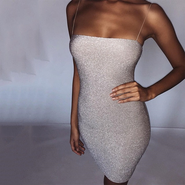 Lady's Sexy Nightclub Dress Women's Mini Tight Dress Thin Shoulder Strap Slim Dresses Women's Short Dress