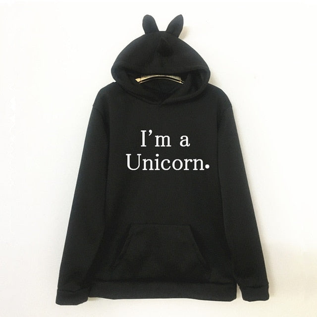 Winter New Harajuku Women Hoodies Letter Print Cute Unicorn Hoode Casual Loose Sweatshirt Women's Coat Jumper Hooded