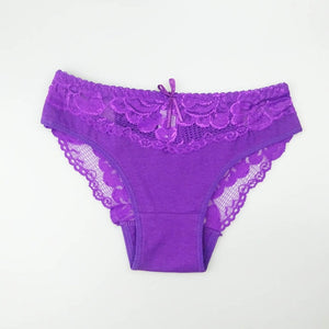 Prettywowgo New Arrival Women Underwear 2019 Sexy Lace 6 Candy Color Women's Cotton Panties 887