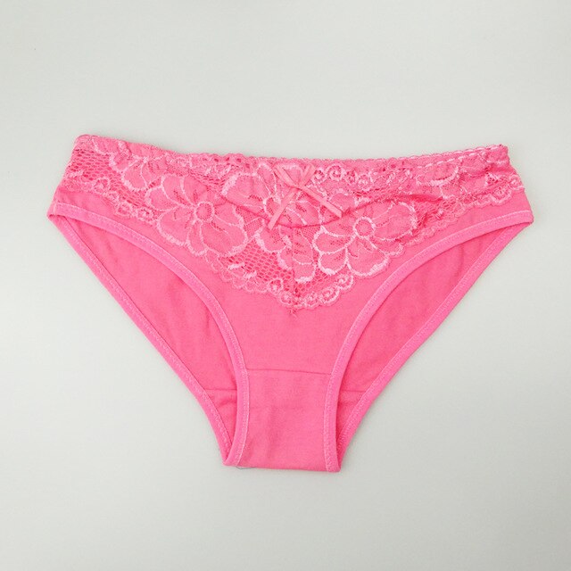 Prettywowgo New Arrival Women Underwear 2019 Sexy Lace 6 Candy Color Women's Cotton Panties 887