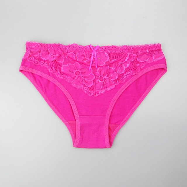 Prettywowgo New Arrival Women Underwear 2019 Sexy Lace 6 Candy Color Women's Cotton Panties 887