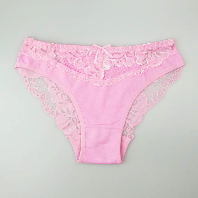 Prettywowgo New Arrival Women Underwear 2019 Sexy Lace 6 Candy Color Women's Cotton Panties 887