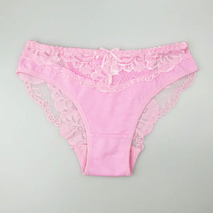 Prettywowgo New Arrival Women Underwear 2019 Sexy Lace 6 Candy Color Women's Cotton Panties 887