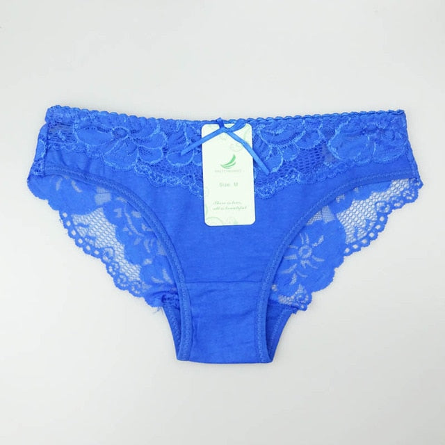 Prettywowgo New Arrival Women Underwear 2019 Sexy Lace 6 Candy Color Women's Cotton Panties 887