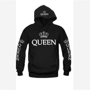 Unisex Pullover Long Sleev Hoodies King Queen Printed Sweatshirt Lovers Couples Hoodies Hooded Casual Pullovers Tracksuits