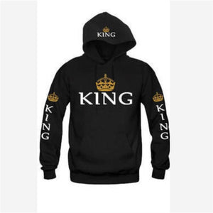 Unisex Pullover Long Sleev Hoodies King Queen Printed Sweatshirt Lovers Couples Hoodies Hooded Casual Pullovers Tracksuits