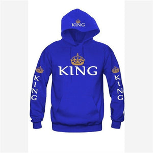 Unisex Pullover Long Sleev Hoodies King Queen Printed Sweatshirt Lovers Couples Hoodies Hooded Casual Pullovers Tracksuits