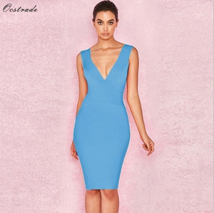 Ocstrade 2019 New Summer Ginger Stamp V Neck Sleeveless Mini Simple Fashion Bandage Dress FPPHK036