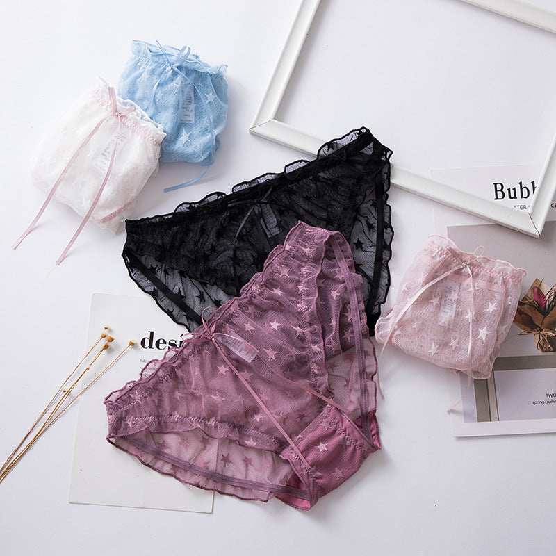 Women panties lace sexy underwear female casual kwaii Star pattern underpants girl briefs ladies lingerie woman intimates