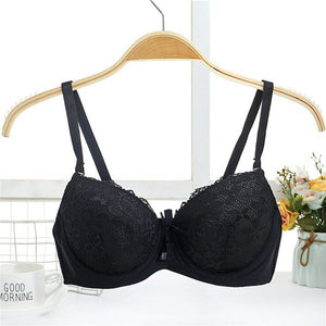 Women Embroidery Floral Bra Top Lace Super Push Up Adjusted-straps Lingerie Brassiere