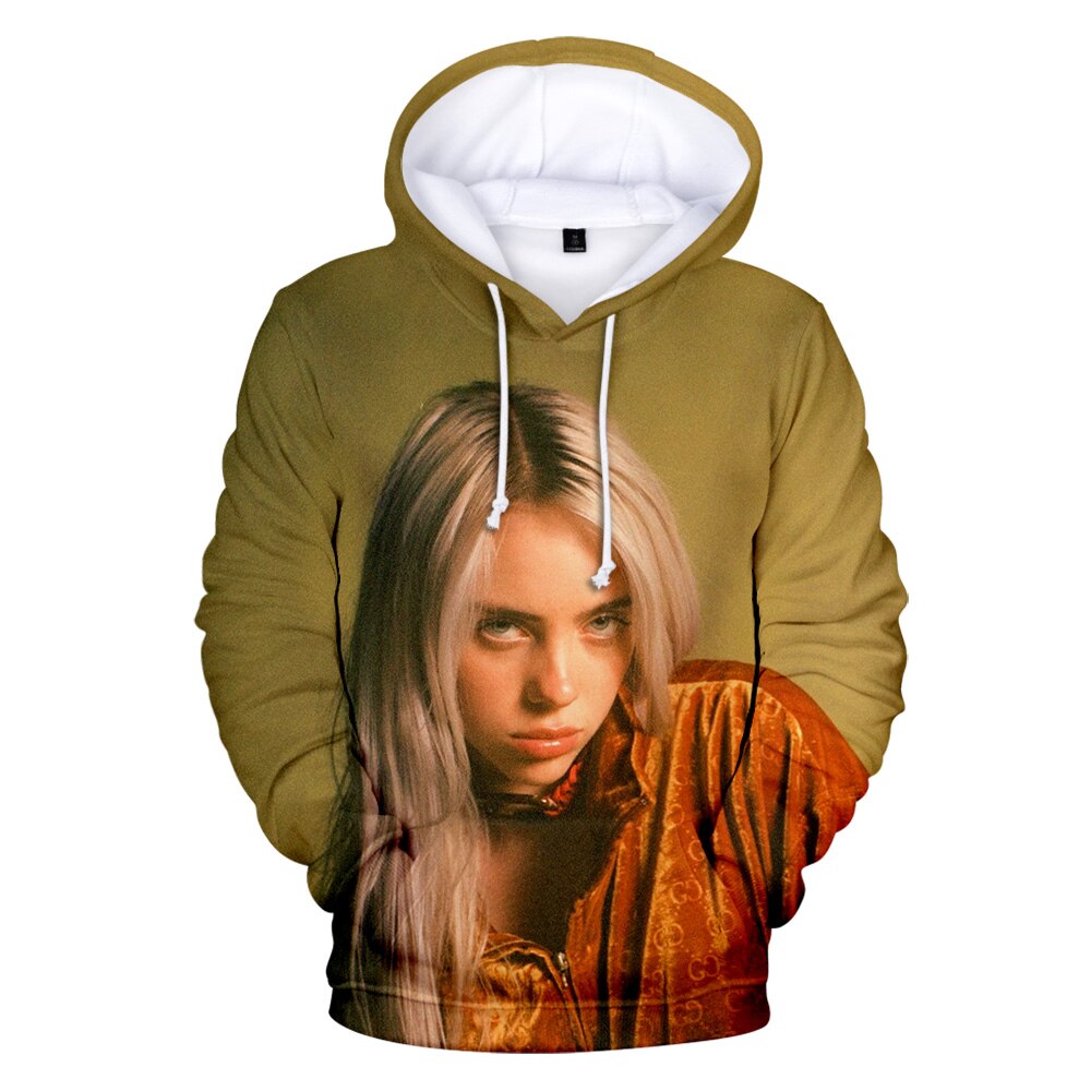 Print American New independent singer Billie Eilish 3D Hoodies women Men Casual Hoodie Autumn Billie Eilish 3D Hoodie Sweatshirt